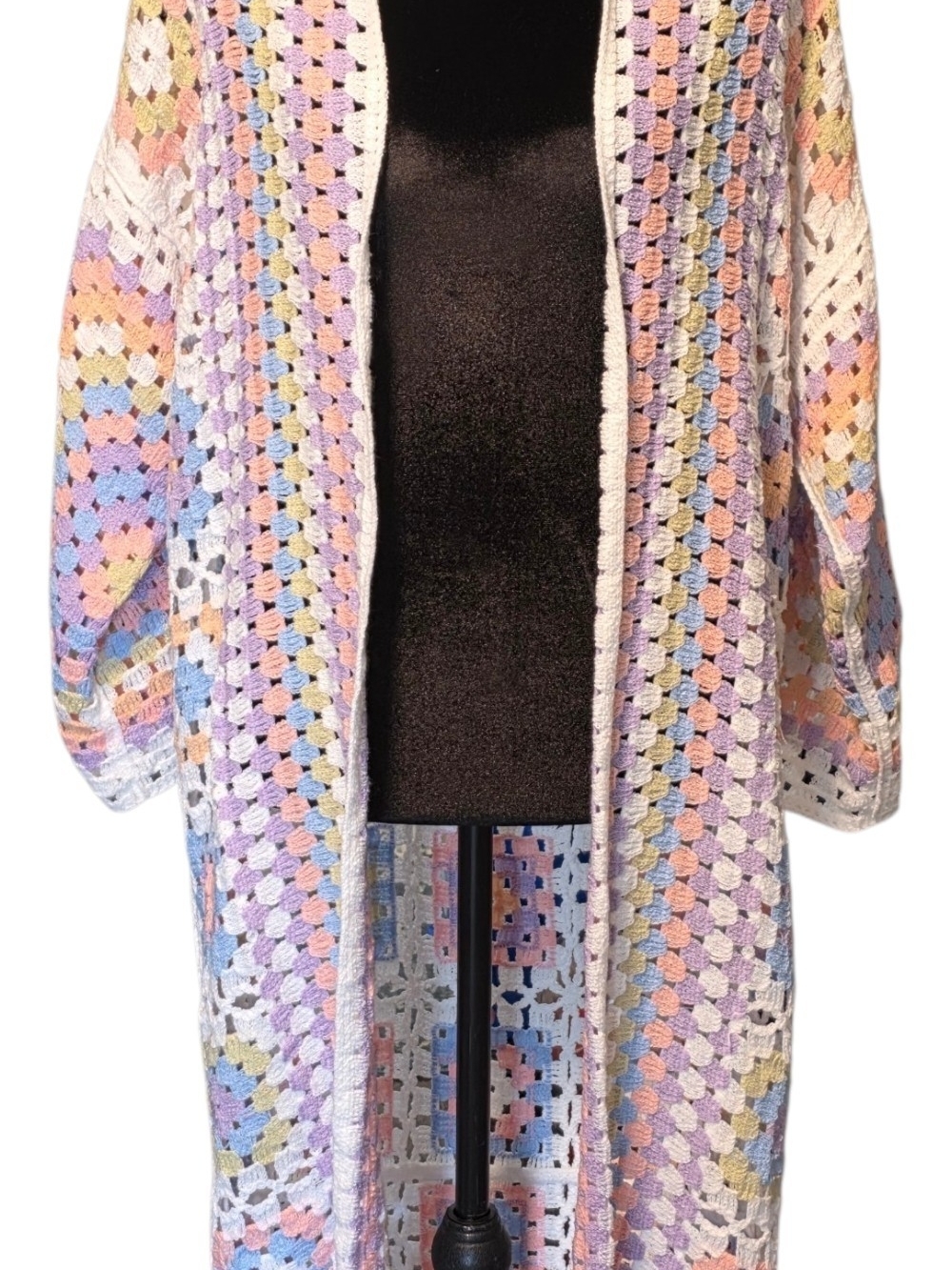 POL Pastel Crochet Open Cardigan in Pink, Blue, Lavender, Cream, Peach